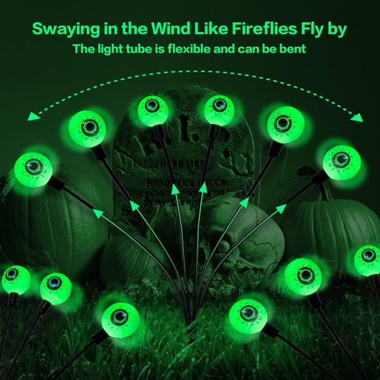 Green Solar Halloween Eyeball Lights – 2 Pack, 6 LED
