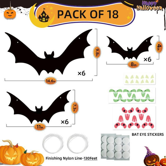 Halloween 3D Hanging Bats – Set of 18