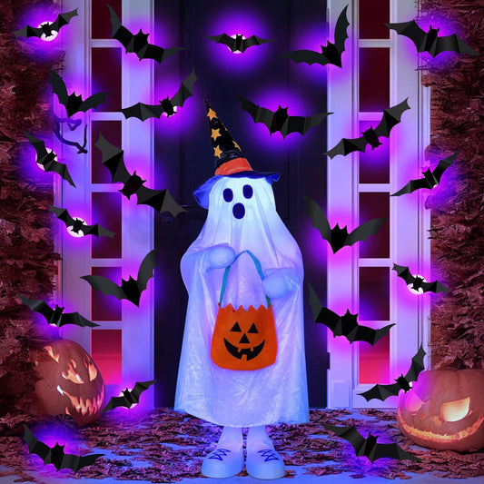 Purple LED 3D Halloween Bats – Set of 36