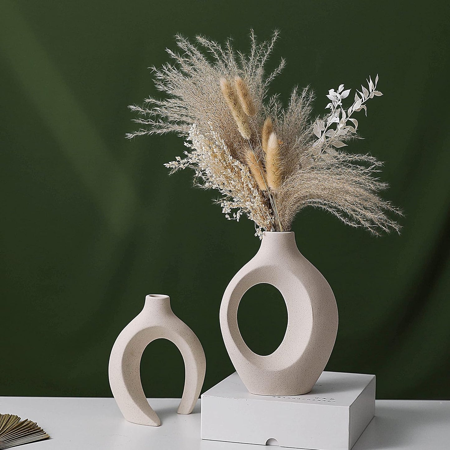 Spiral Ceramic Vase Set of 2