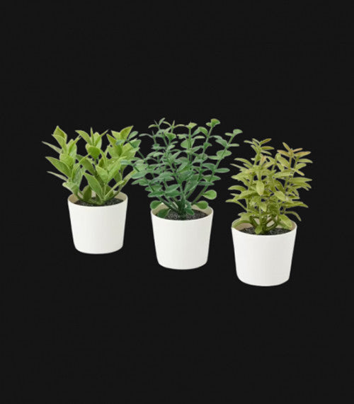 3 Pack of Artificial Herb Potted Plants