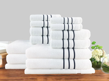14pc Classic Dobby Stripe Cotton Towel Set White