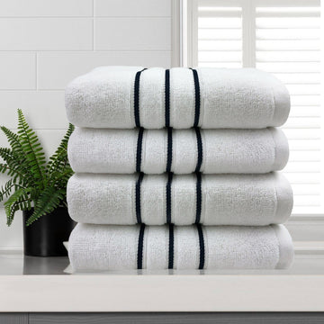 Amor Classic Dobby Stripe Cotton Hand Towel 4pcs White