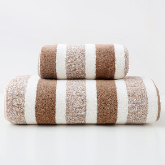 Luxury Cotton Brown Stripe Towel Set - 6 Piece Set