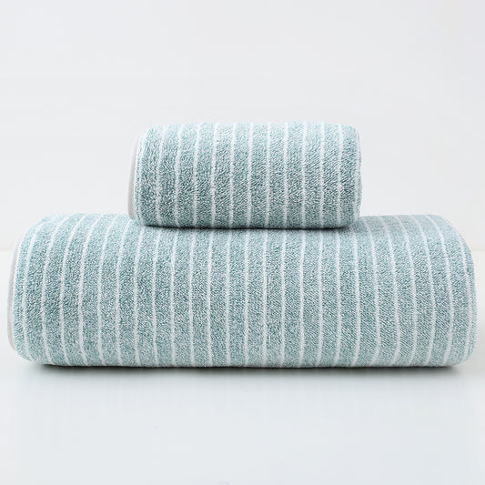 Luxury Cotton Green Thin Striped Towel Set - 6 Piece Set