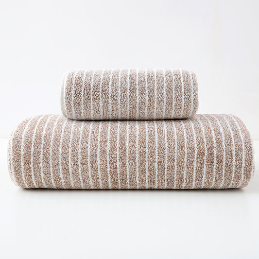 Luxury Cotton Brown Thin Striped Towel Set - 6 Piece Set