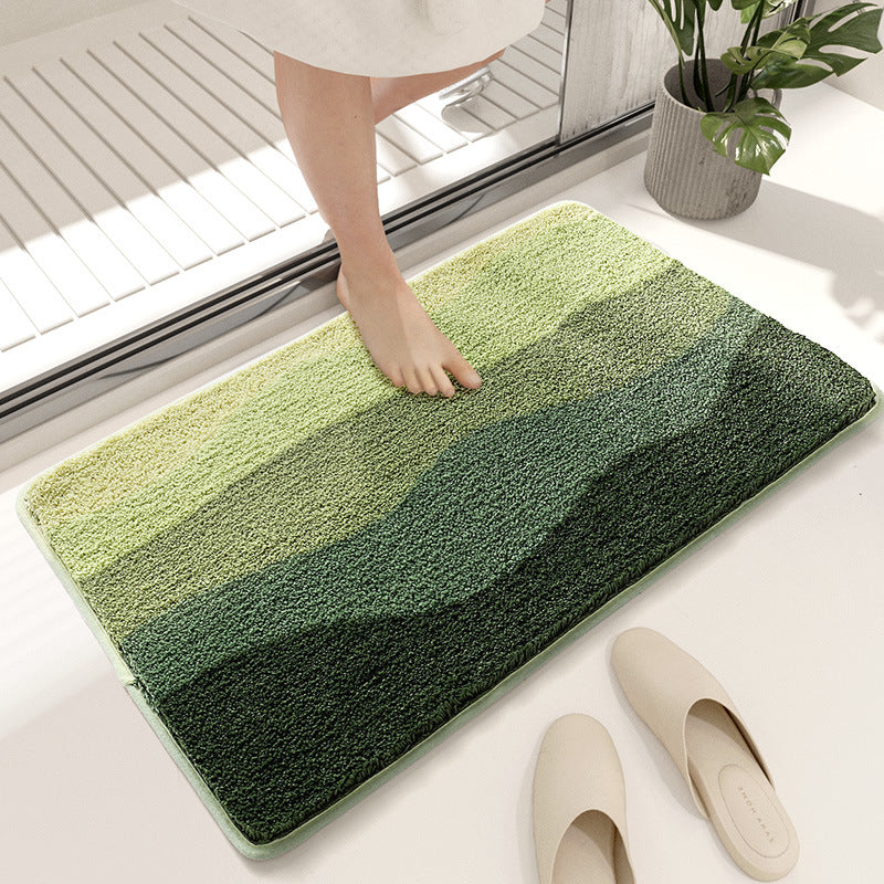 Green Wave Absorbent Bath Mat – 50 × 80 cm