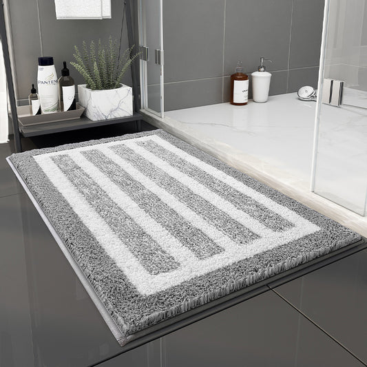 Gray Stripes Bathroom Rug