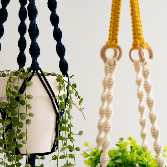 2 pcs Handwoven Plant Hanger with Wooden Rings