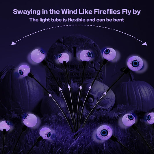 Purple Solar Halloween Eyeball Lights – 2 Pack, 6 LED