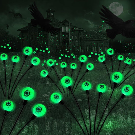 Green Solar Halloween Eyeball Lights – 2 Pack, 6 LED