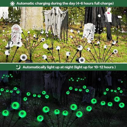 Green Solar Halloween Eyeball Lights – 2 Pack, 6 LED