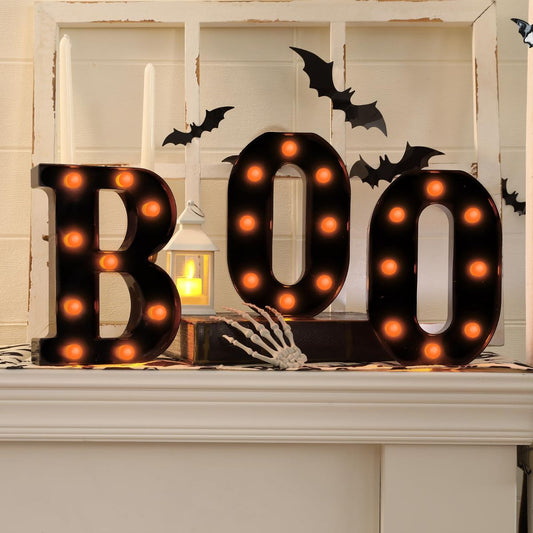 Halloween BOO Marquee Light-Up Letters – Set of 3