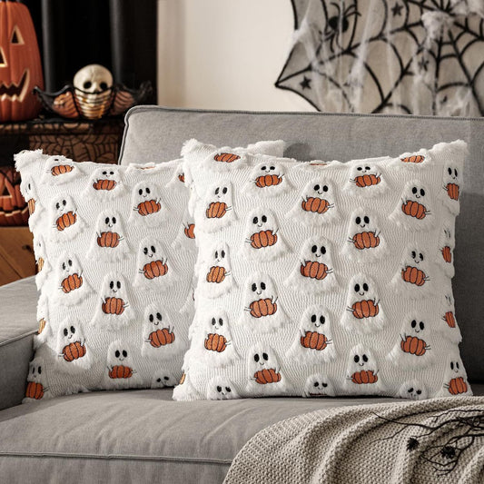 Halloween Faux Fur Cushion Covers – Beige, Set of 2
