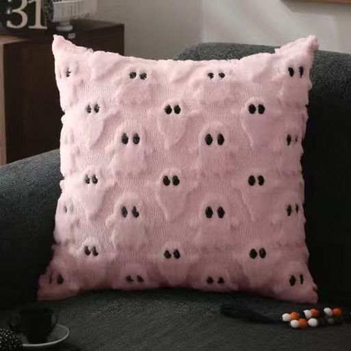 Halloween Faux Fur Cushion Covers – Pink, Set of 2