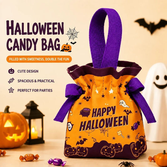 Halloween Ghost Drawstring Treat Bags – Set of 8