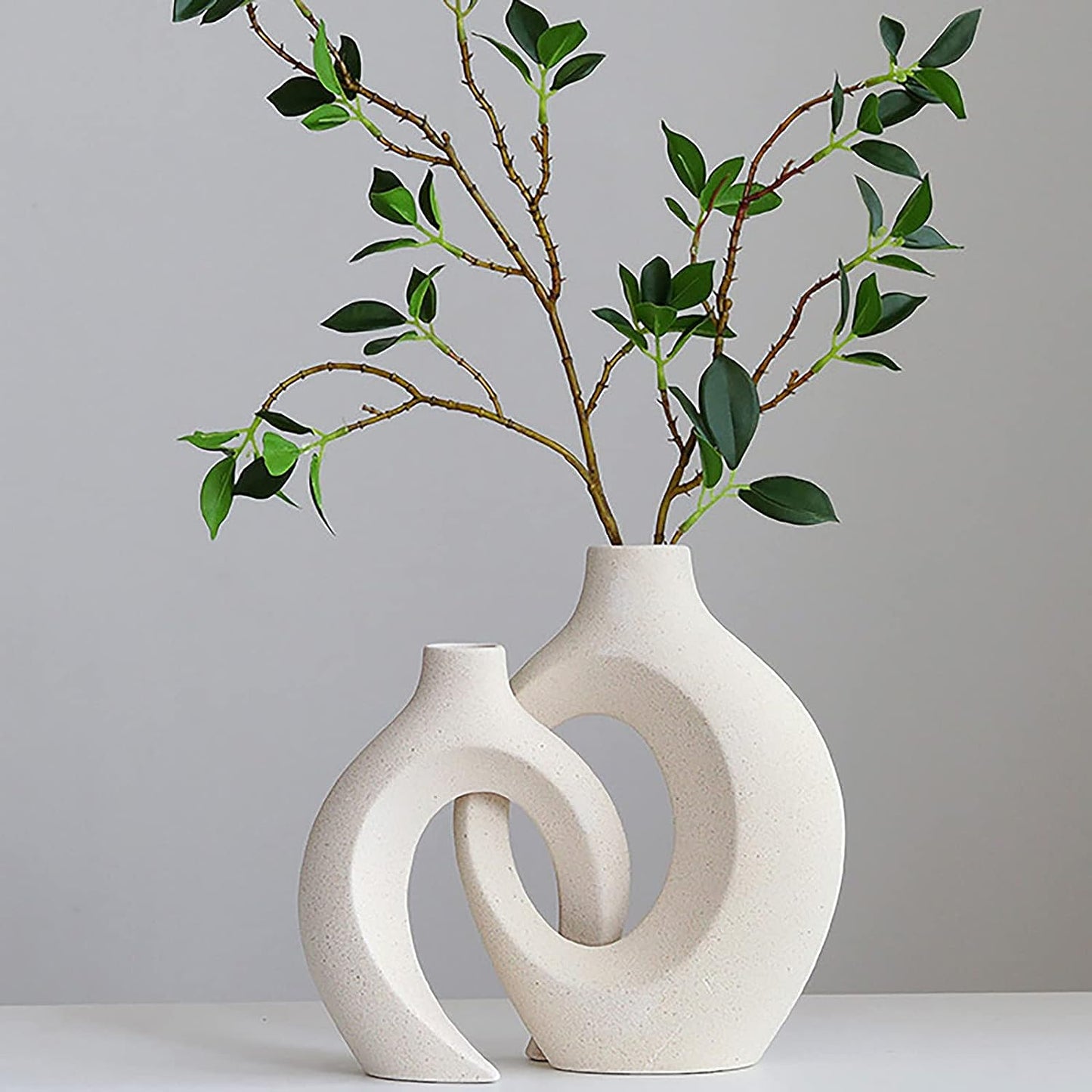 Spiral Ceramic Vase Set of 2