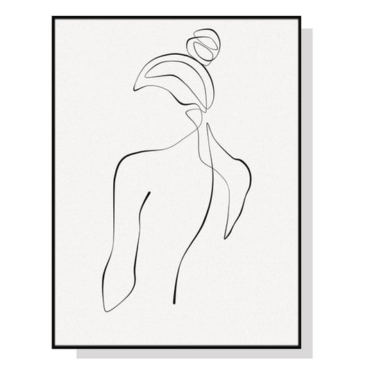 Woman Back Line Art Black Frame Canvas 40cmx60cm