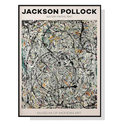 Jackson Pollock Exhibition III Black Frame Canvas 90cmx135cm