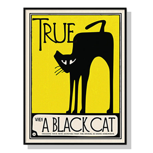 Black Cat Black Frame Canvas 40cmx60cm