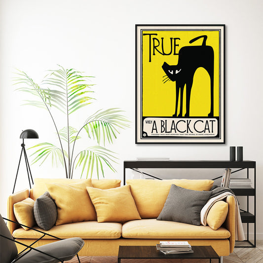 Black Cat Black Frame Canvas 40cmx60cm