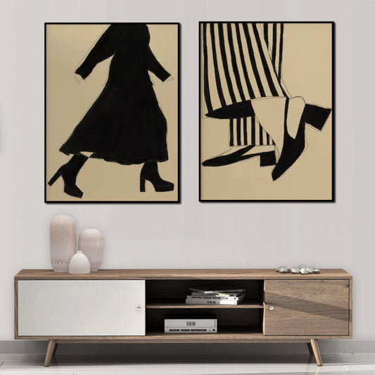 Fashion Illustration 2 Sets Black Frame Canvas 40cmx60cm