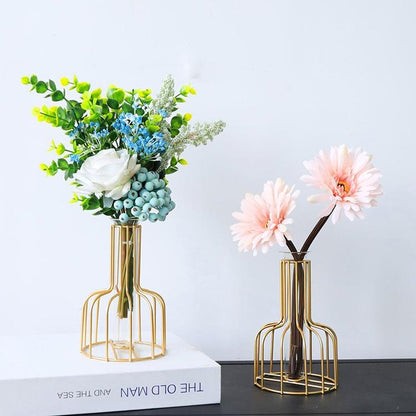 Wrought Iron Hydroponic Glass - Gold