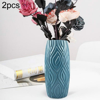 2-piece Plastic Vase Set for Creative Flower Arrangements Wet and Dry Decor - Milk White