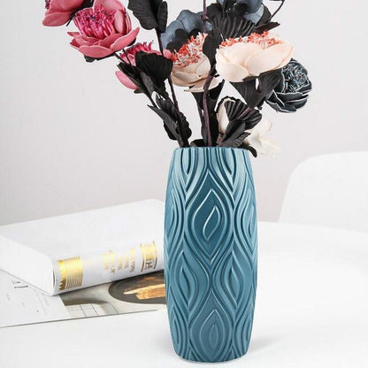2-piece Plastic Vase Set for Creative Flower Arrangements Wet and Dry Decor - Milk White