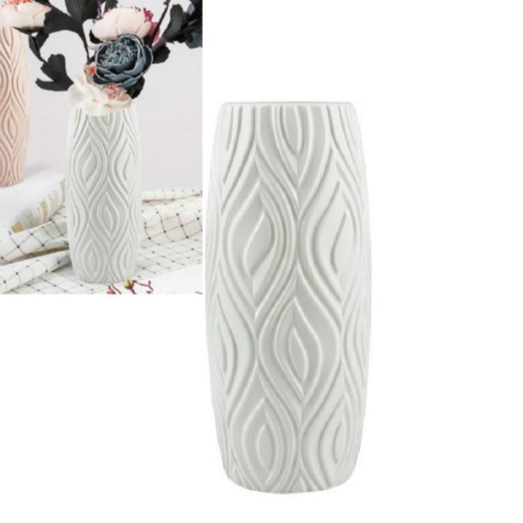 2-piece Plastic Vase Set for Creative Flower Arrangements Wet and Dry Decor - Milk White