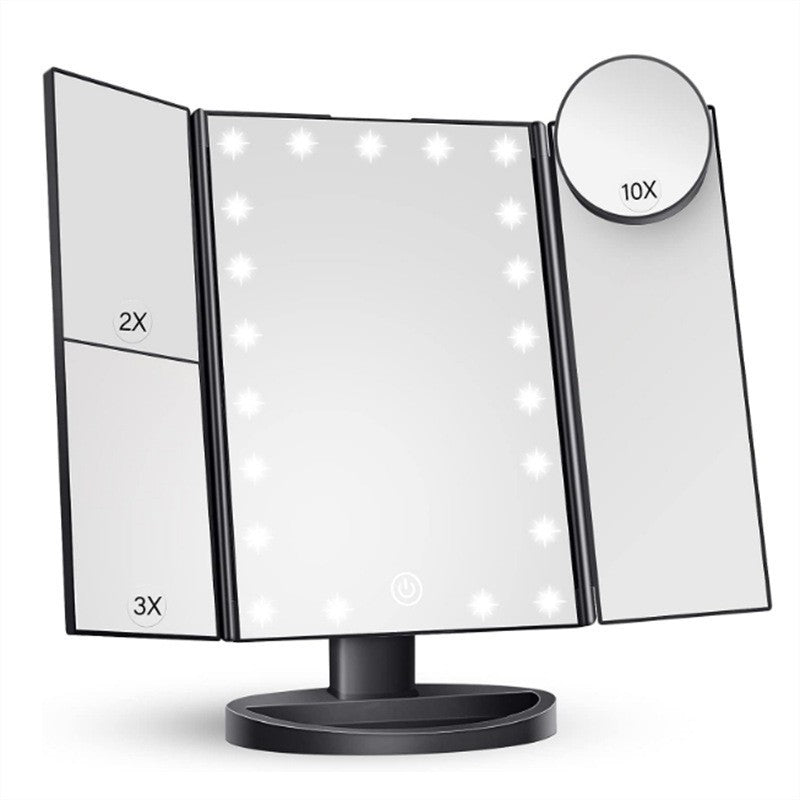 Pink Tri-Fold Lighted Makeup Mirror