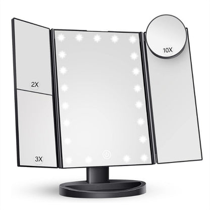 Pink Tri-Fold Lighted Makeup Mirror