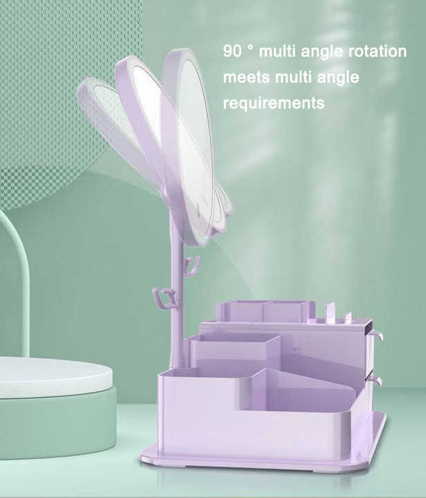 Purple LED Vanity Mirror with Storage