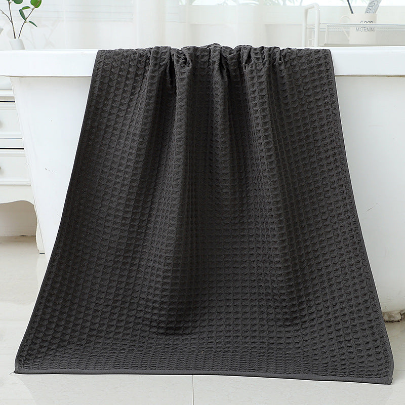 Luxury Cotton Waffle Bath Towel - Black