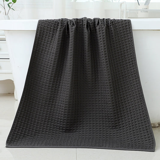 Luxury Cotton Waffle Bath Towel - Black
