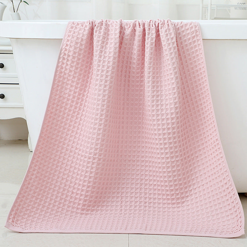Luxury Cotton Waffle Bath Towel - Pink