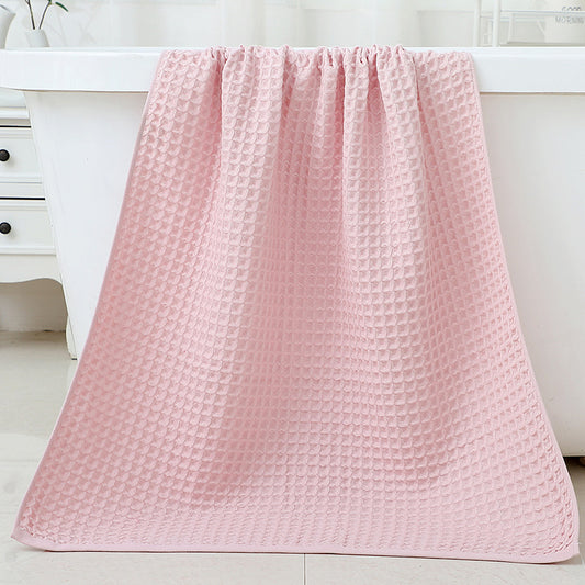 Luxury Cotton Waffle Bath Towel - Pink