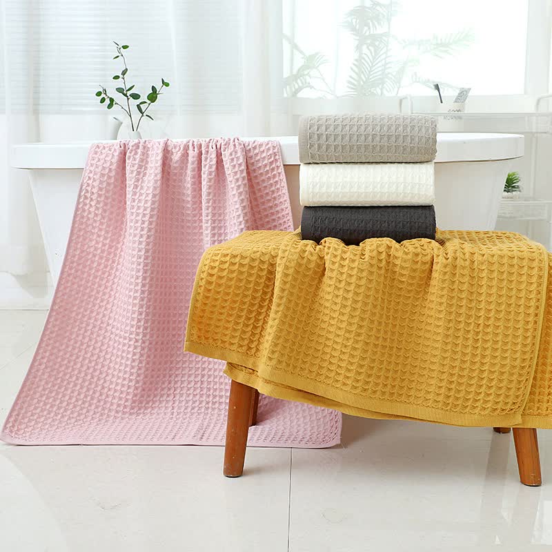 Luxury Cotton Waffle Bath Towel - Sunset Yellow