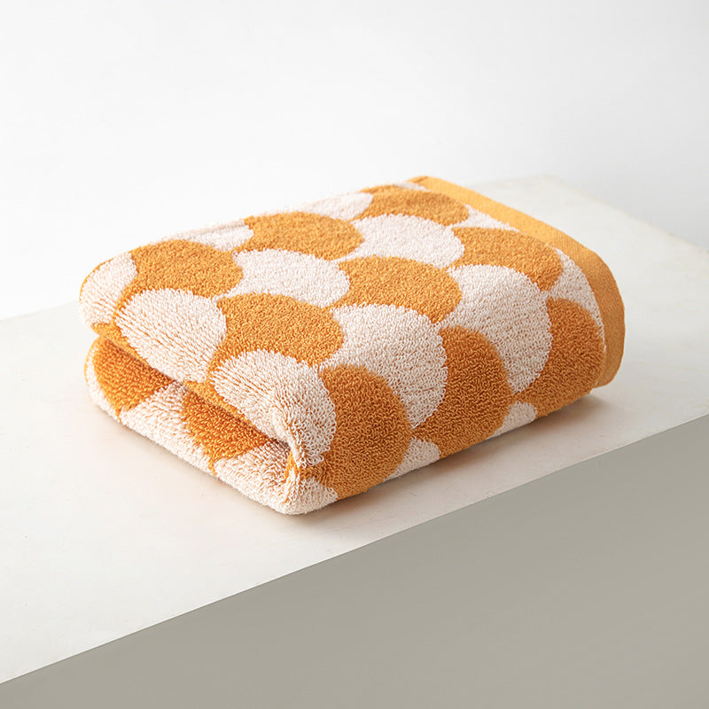 Scallop Checkered Hand Towel Set - Orange