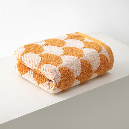 Scallop Checkered Hand Towel Set - Orange