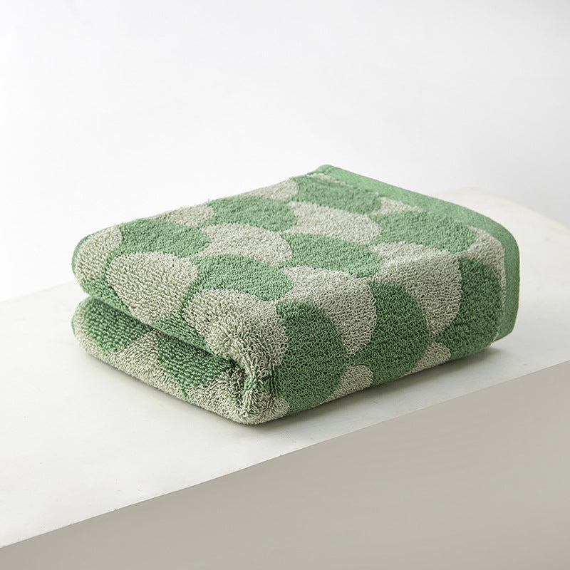 Scallop Checkered Hand Towel Set - Green