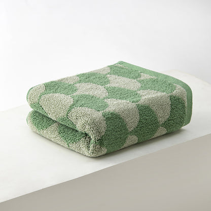 Scallop Checkered Hand Towel Set - Green