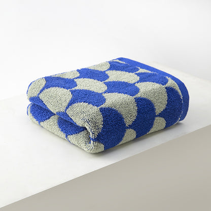 Scallop Checkered Hand Towel Set - Blue