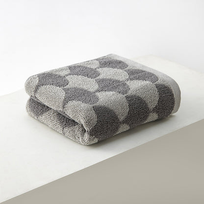 Scallop Checkered Hand Towel Set - Grey