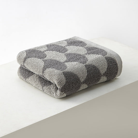 Scallop Checkered Hand Towel Set - Grey