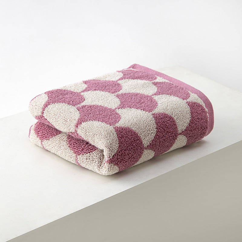 Scallop Checkered Hand Towel Set - Pink