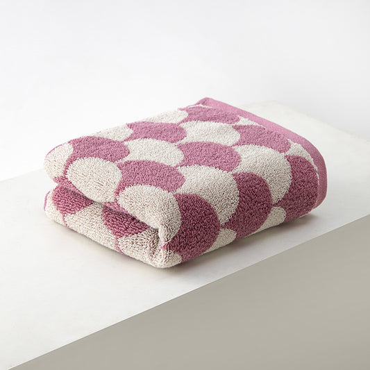 Scallop Checkered Hand Towel Set - Pink