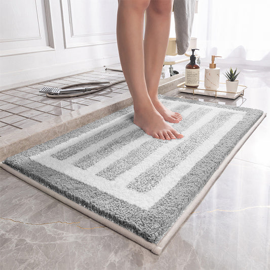 Gray Stripes Bathroom Rug