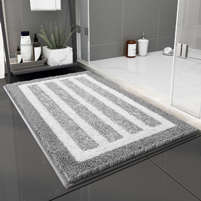 Gray Stripes Bathroom Rug