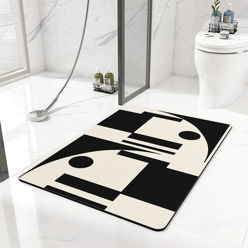 Black and White Geometric Bath Rug